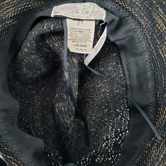 Free People Black Brown Wide Brim Floppy Lightweight Foldable Fedora Hat O/S - Picture 6 of 10
